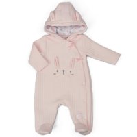 H13523: Baby Girls Bunny Quilted All In One (0-9 Months)